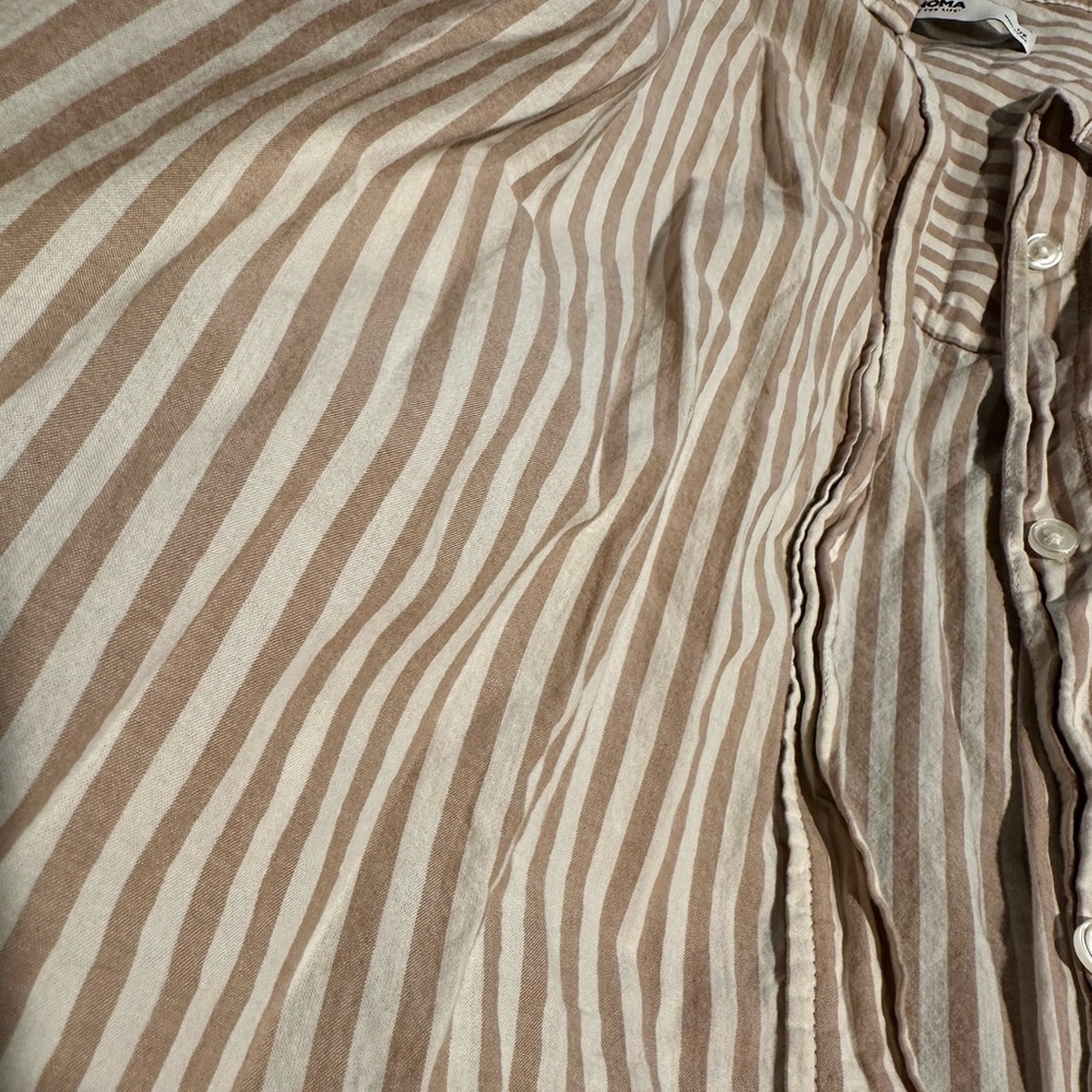 Sonoma Beige and White Striped Shirt - Picture 2 of 7